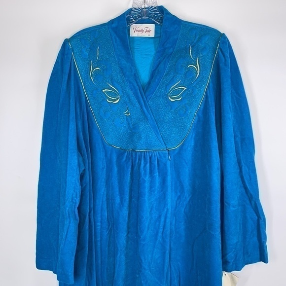 Vintage Vanity Fair Peacock Blue Robe 80's NWT Size XL RARE - Picture 4 of 10